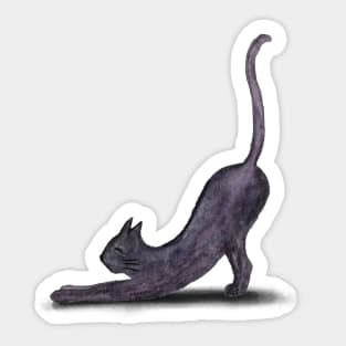 Big stretch! Purple Blob Cat - Hand Painted in Watercolour Sticker